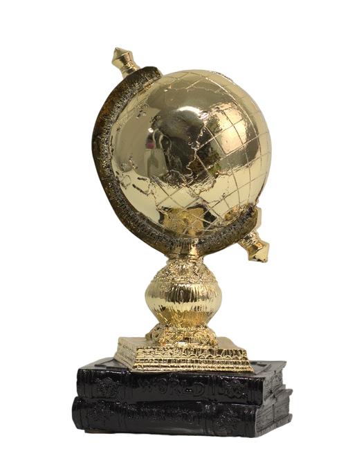 Design Globus Figur Statue Skulptur Figuren Skulpturen Vergoldet Dekoration 27cm
