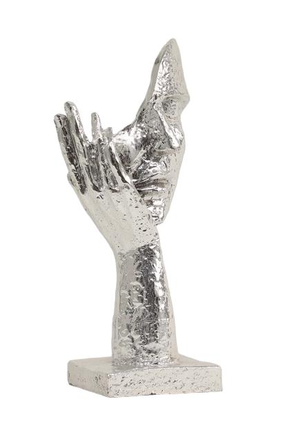 Moderne Dekoration 25 cm Gesicht Figur Figuren Versilbert Statuen Skulptur Neu