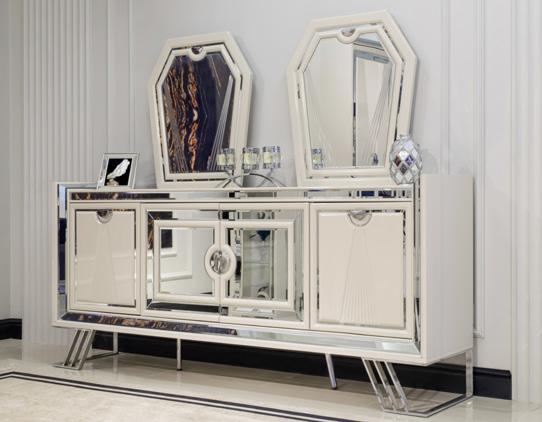 Luxus Kommoden mit 2x Spiegel Weiß Konsole Möbel Sideboard Kommode