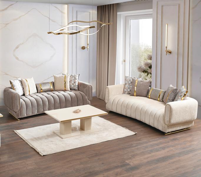 Sofagarnitur 3+3 Sitzer Sofas Wohnzimmer Möbel Modernes Couchtisch