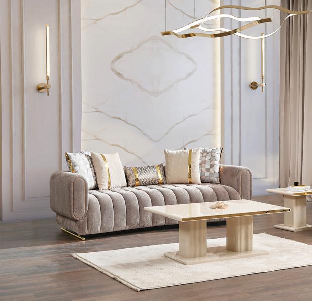 Wohnzimmer Sofa 3 Sitzer Couchtisch Designersofa Kaffeetisch Luxuriöses Set 2tlg