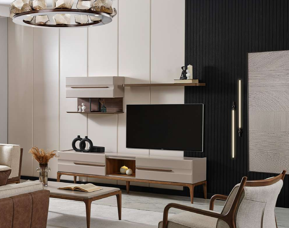 Set 3tgl Sideboard tv Lowboard rtv Schrank Tisch Wohnzimmerschrank Holz Möbel