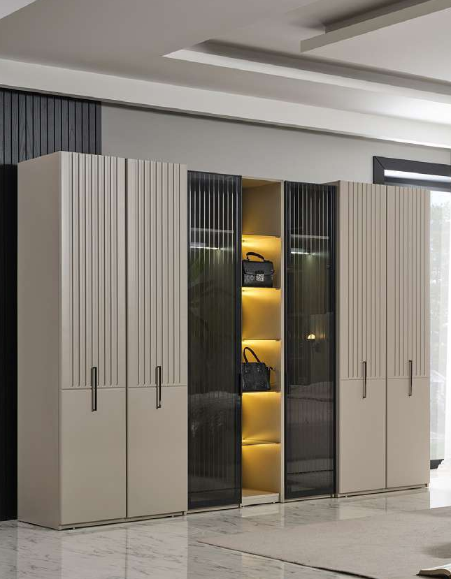 Kleiderschrank Design Luxus Schrank Modern Biege Stil Schlafzimmer Möbel Neu