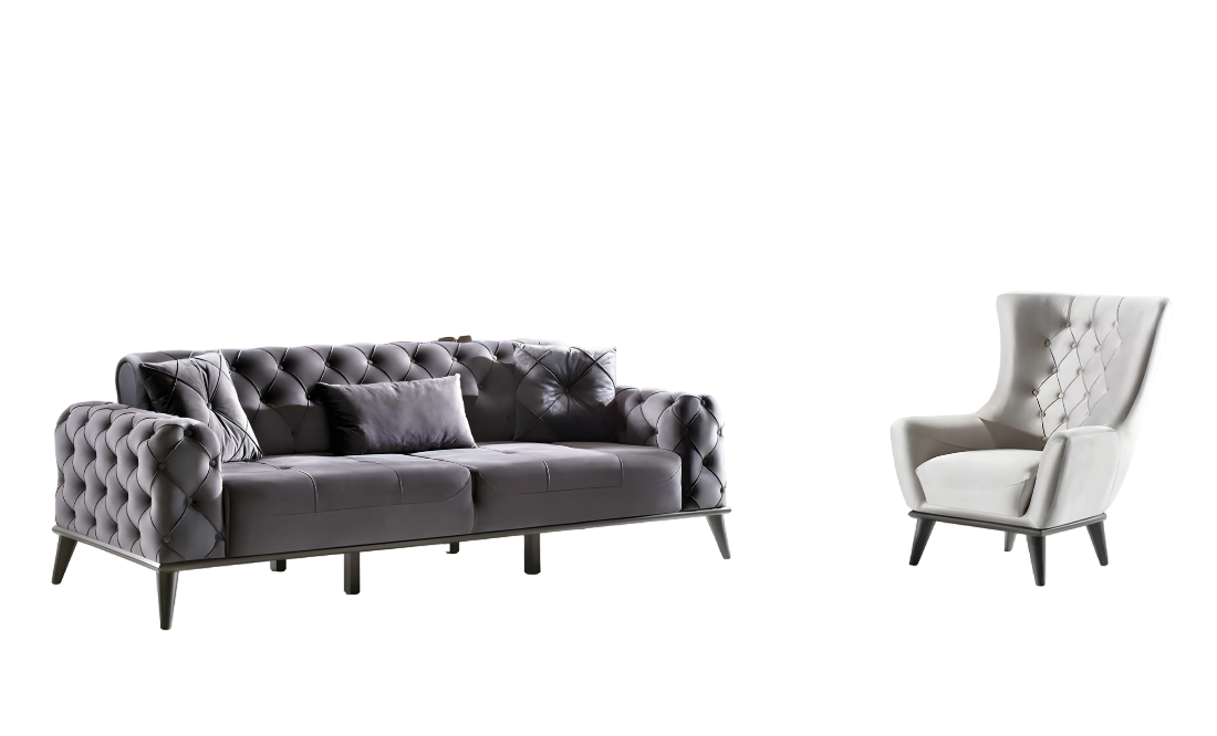 Wohnzimmer-Set 2tlg 3-Sitzer Sofa Sessel Textil Modern 3+1 Sofagarnitur Couch