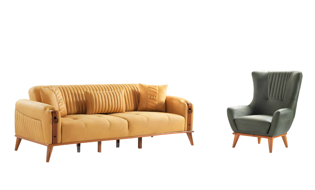 Wohnzimmer-Set 2tlg 3-Sitzer Sofa Sessel Leder Couchen Möbel 3+1 Garnitur
