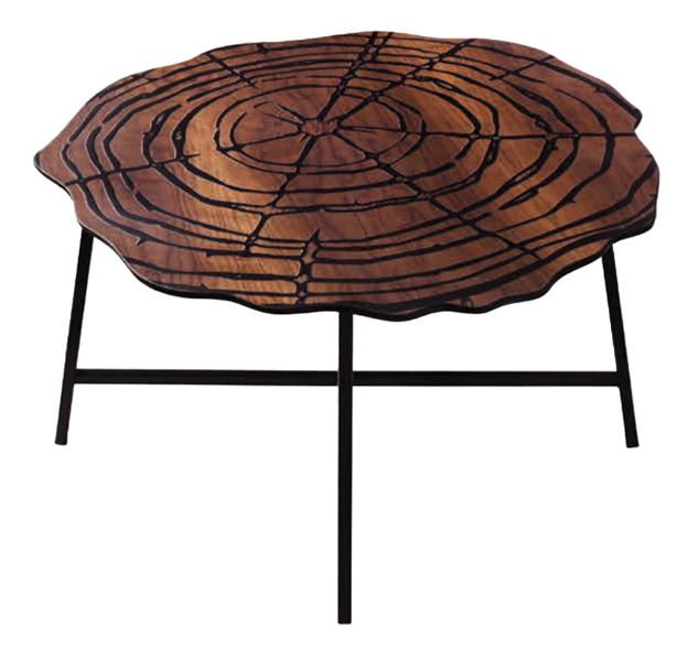 Sofatisch Beistelltisch Couchtisch Rund Holz Edelstahl Original Braun