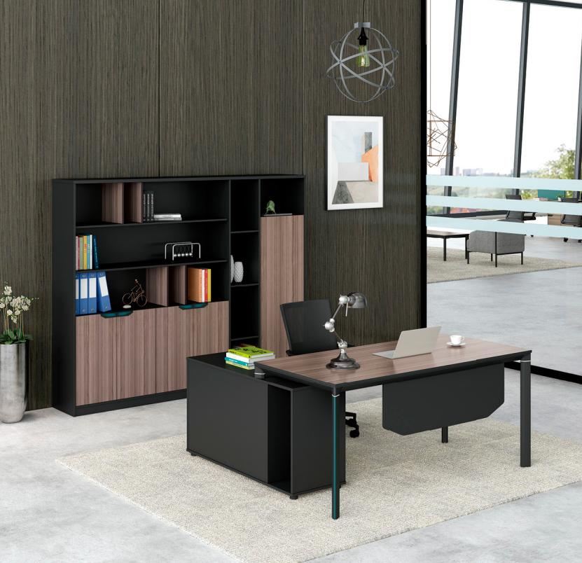 Garnitur Büromöbel Arbeitstisch Büroschrank Schwarz Holz Büro Tisch