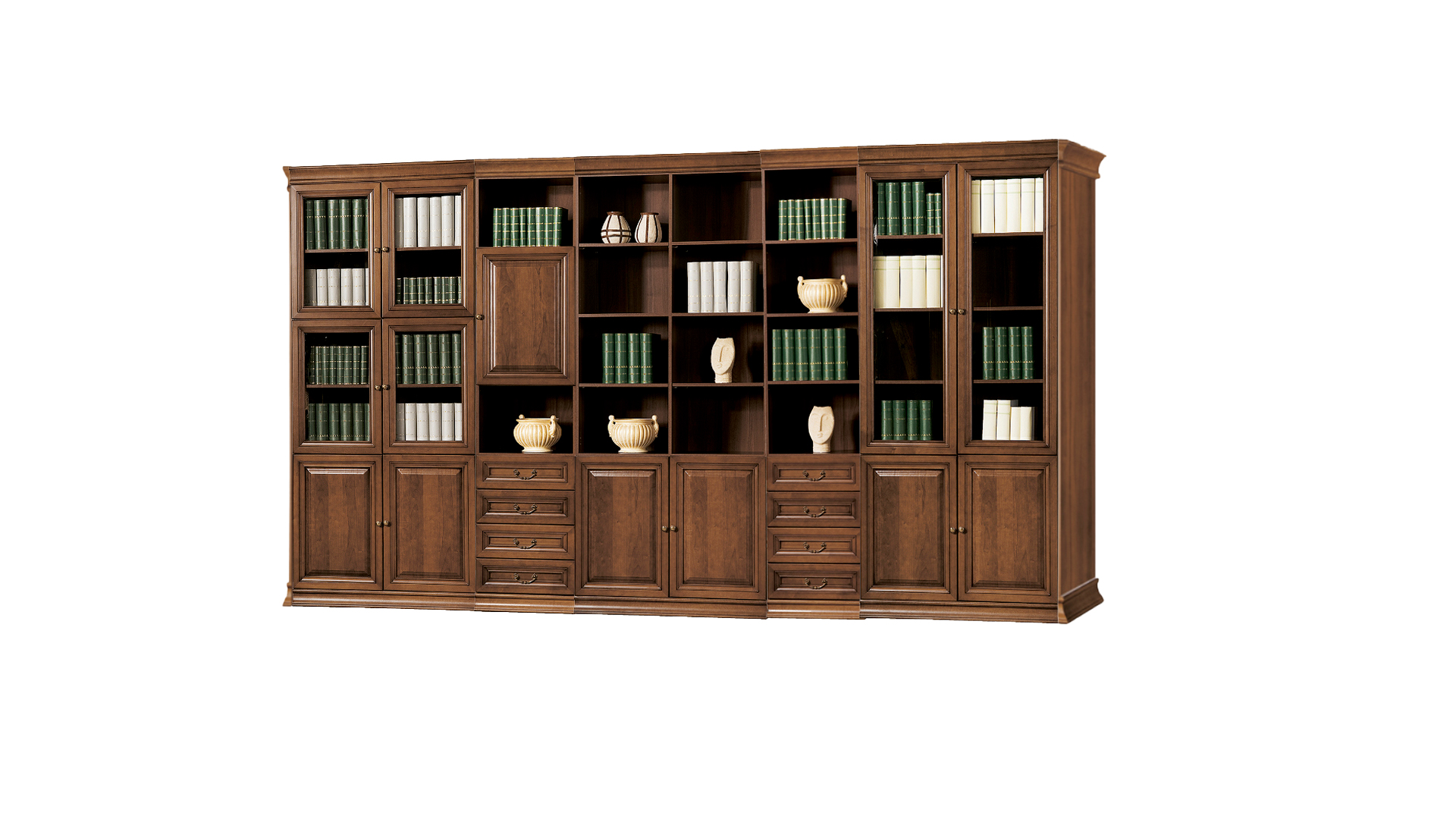 Riesiger Brauner Büroschrank Massivholz Arbeitszimmer Möbel Bücherregale