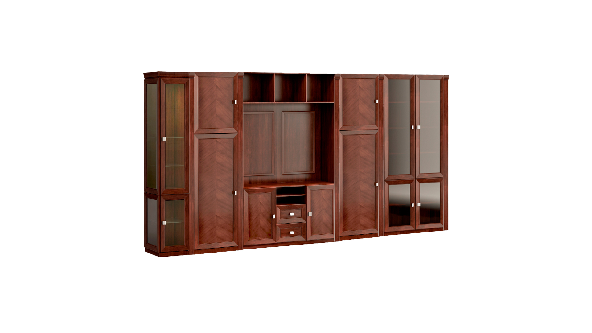 Stilvoller Brauner Büroschrank Vitrine Kommode Schrank Massivholz Luxus