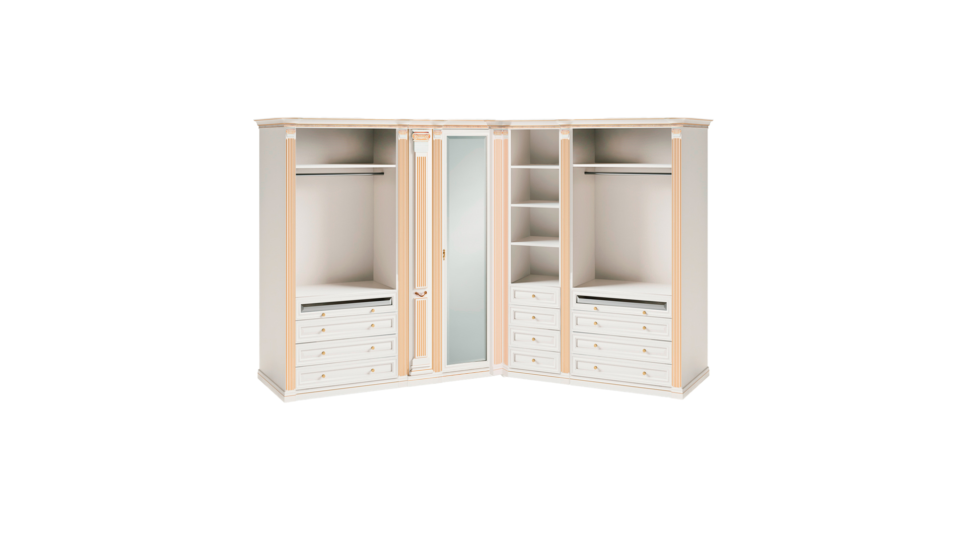 Exklusiver Weißer Eckschrank Designer Schlafzimmermöbel Luxus Massivholz