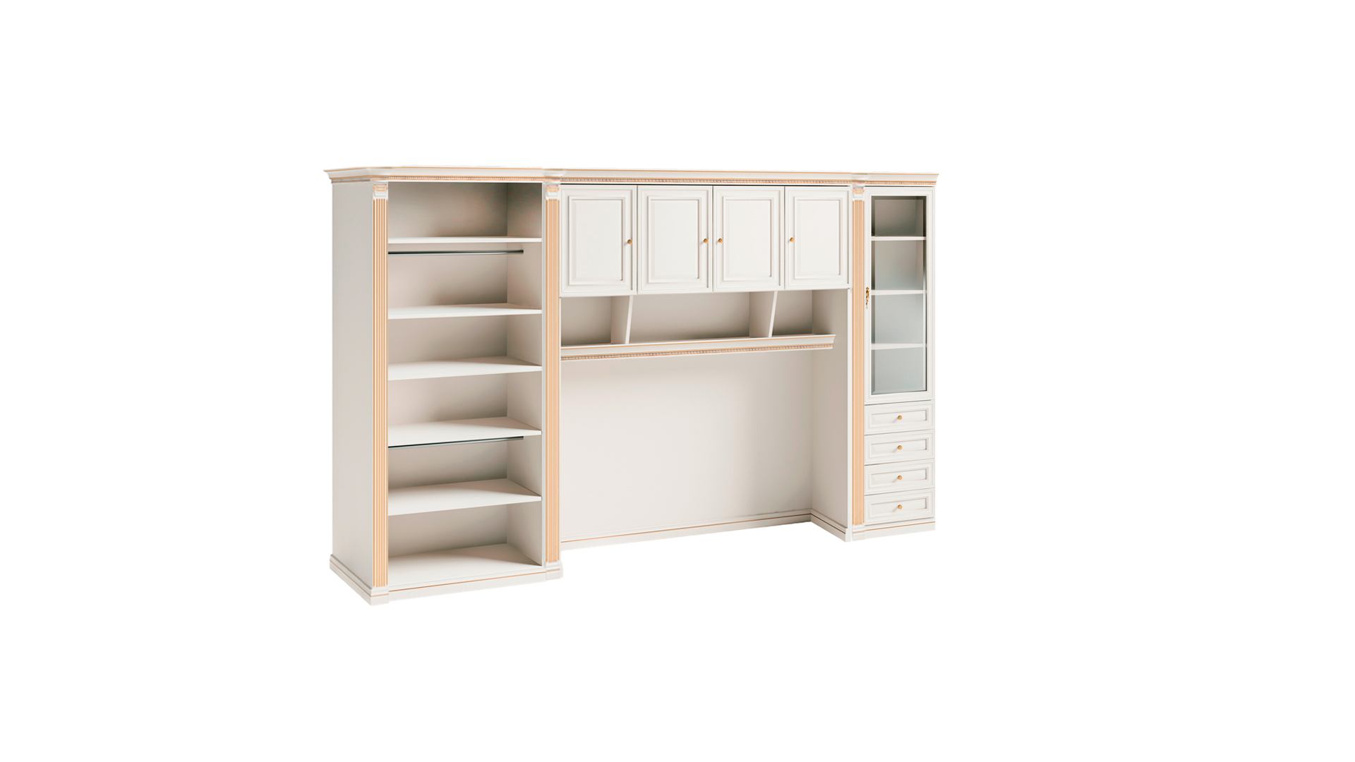 Luxuriöser Weißer Kleiderschrank Massivholz Designermöbel Schlafzimmer