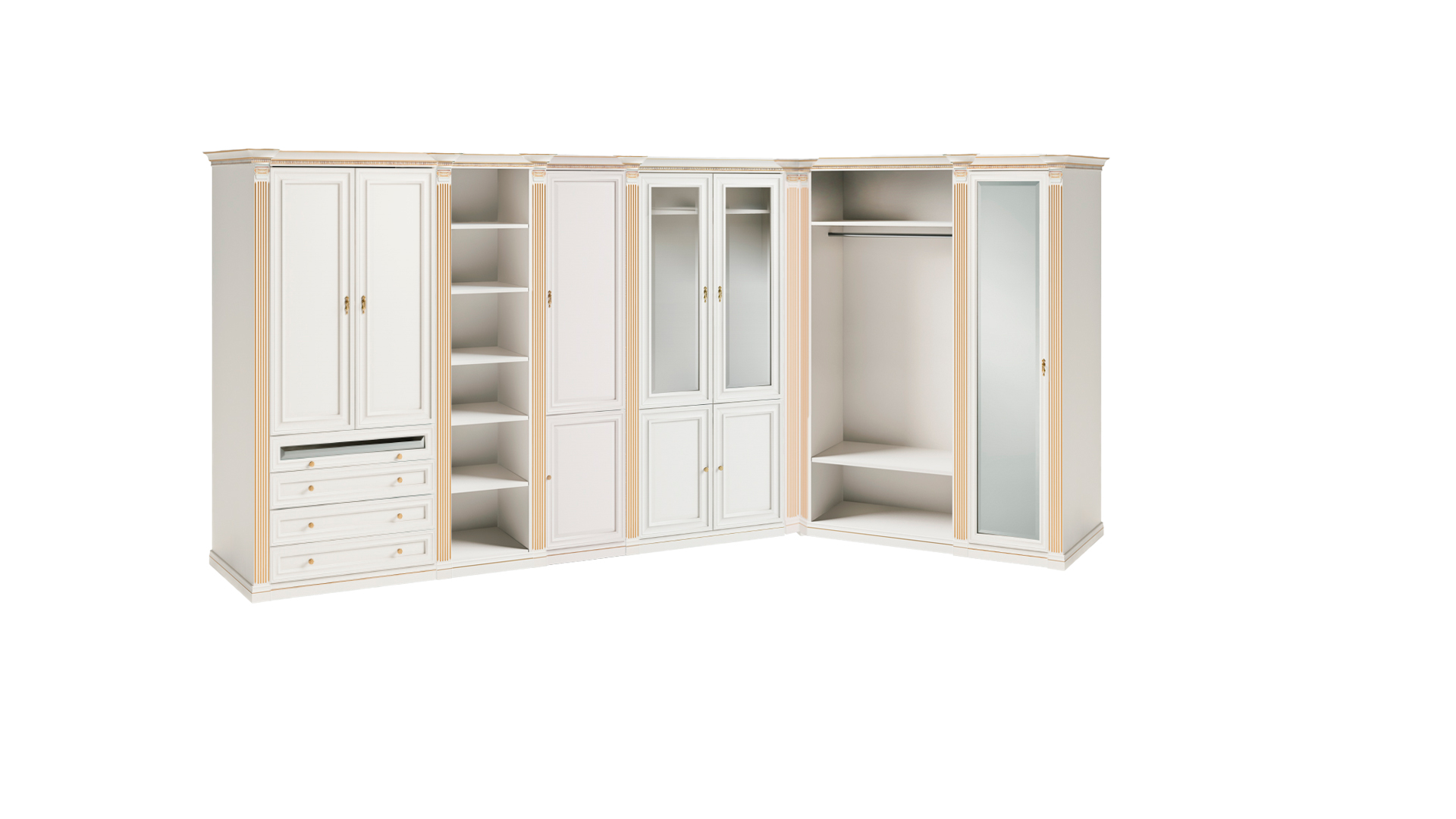 Edler Weißer Kleiderschrank Schlafzimmer Schränke Stilvolle Holz Möbel