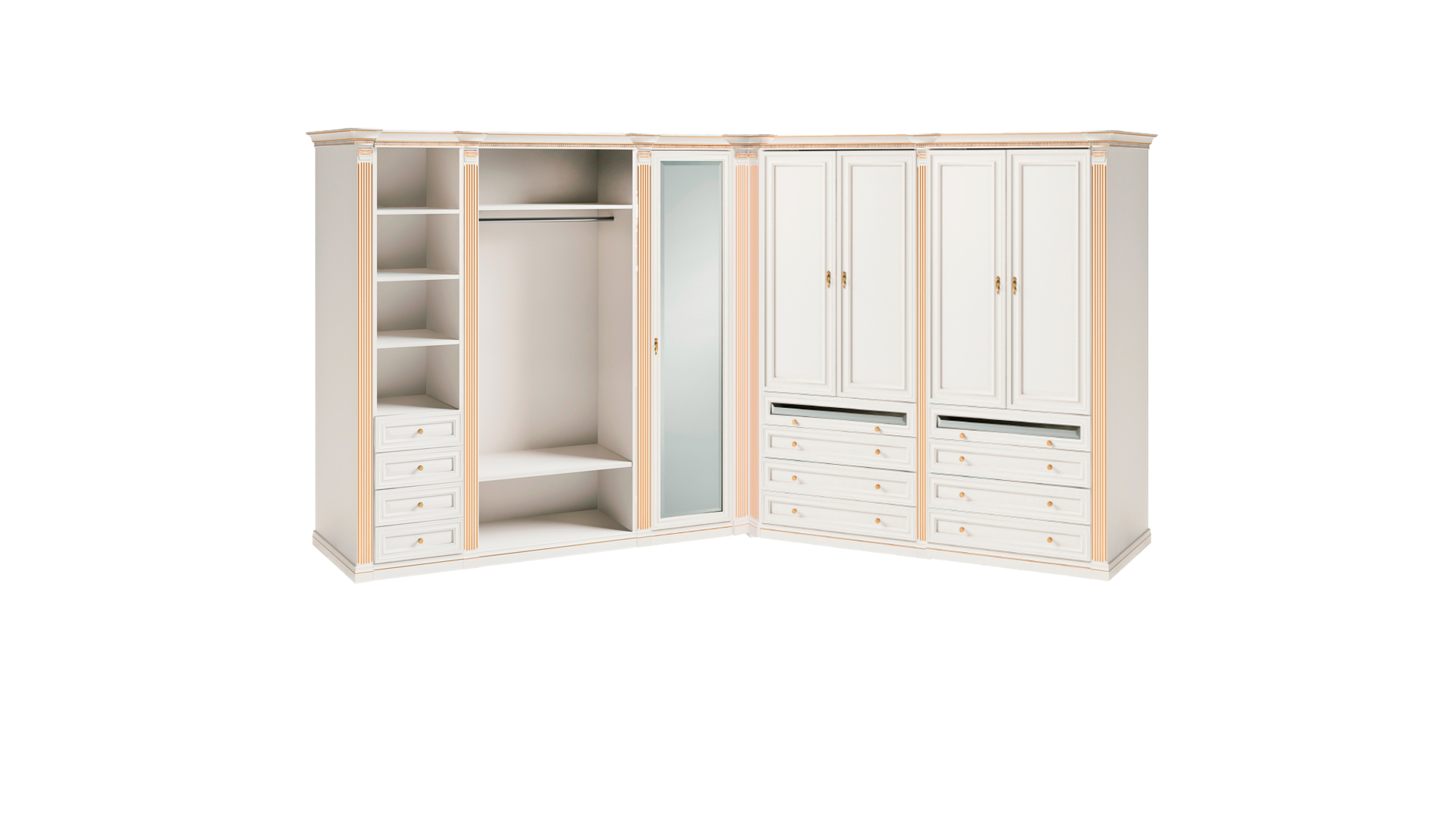 Robuster Weißer Eckschrank Schlafzimmer L-Form Schränke Designer Möbel