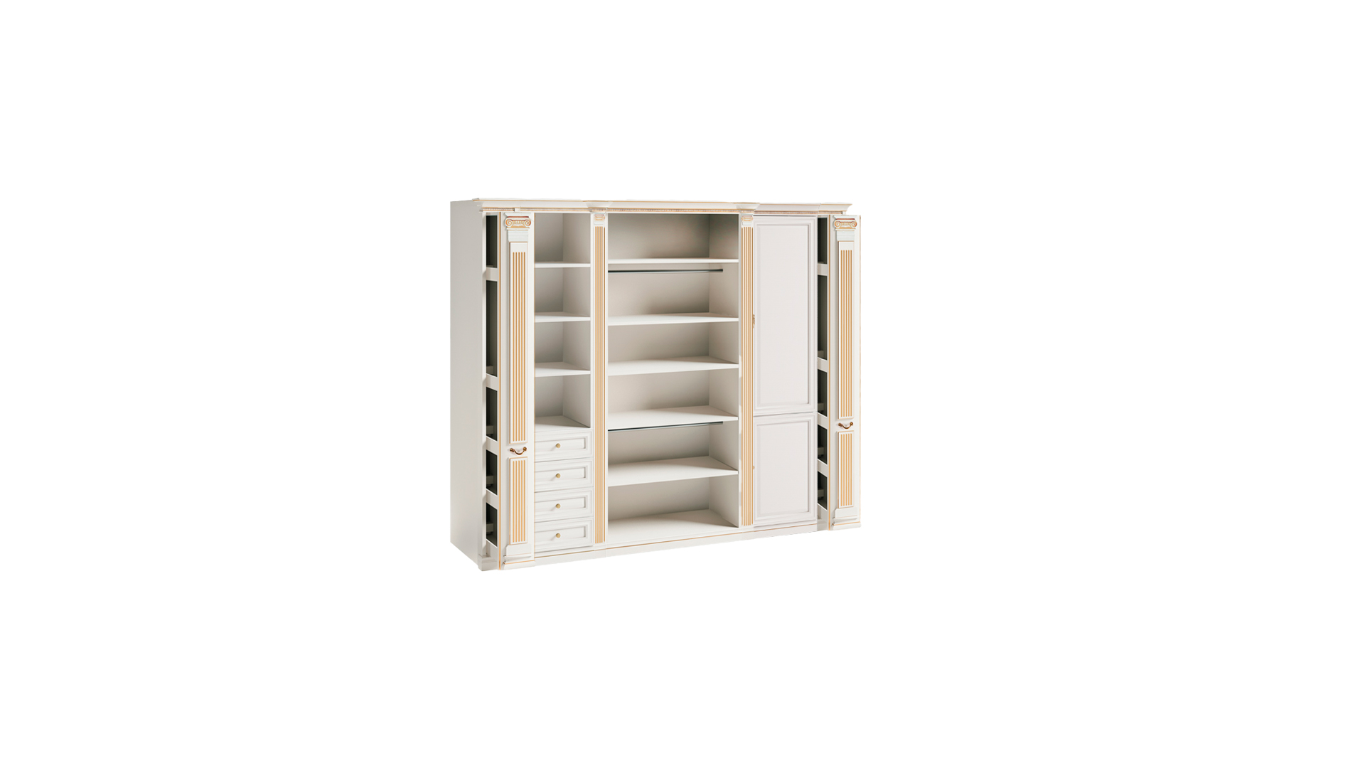 Weißer Stilvoller Kleiderschrank Massivholz Luxus Schlafzimmer Schrank