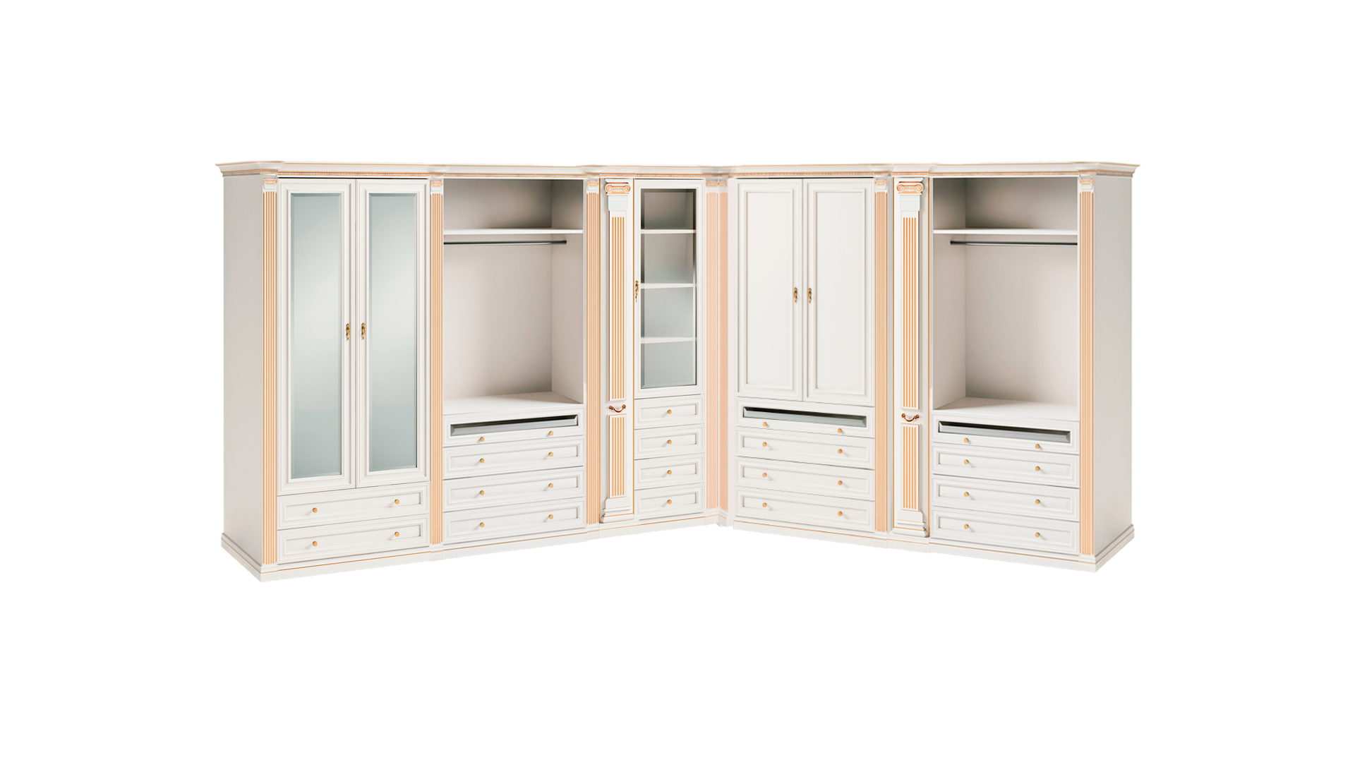 Stilvoller Weißer Eckschrank Massivholz Schlafzimmer Edel Kleiderschrank
