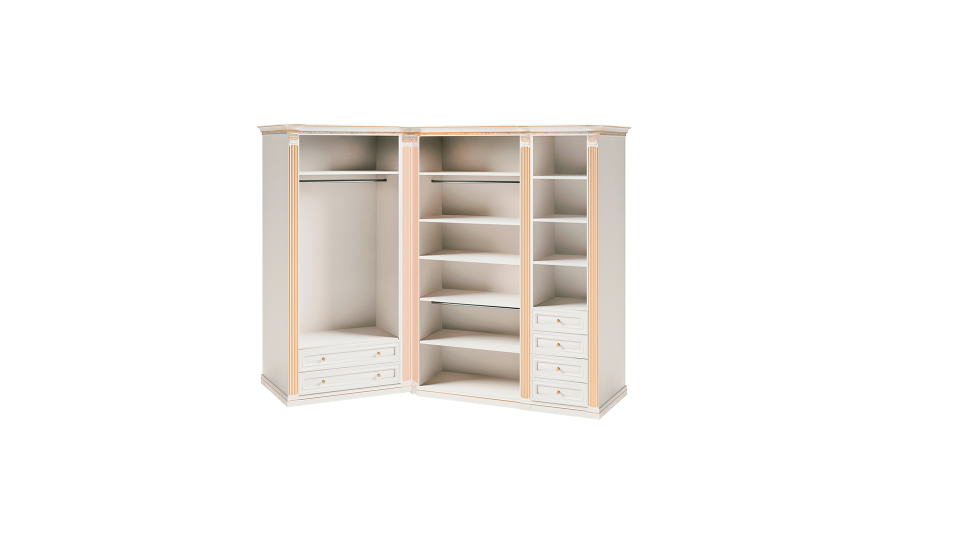 Weißer Eckkleiderschrank Exklusive Schlafzimmermöbel Massivholz Schrank