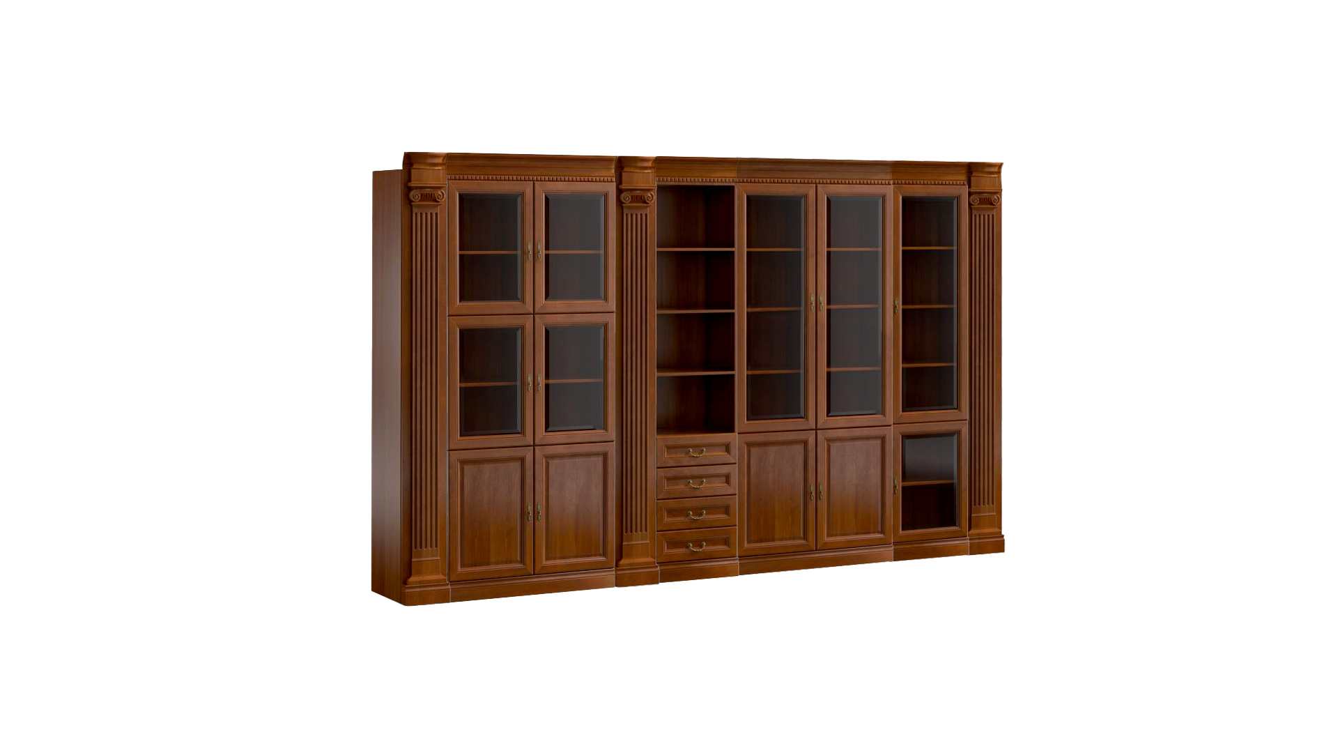 Klassischer Brauner Büroschrank Designer Schrankvitrine Massivholz Möbel