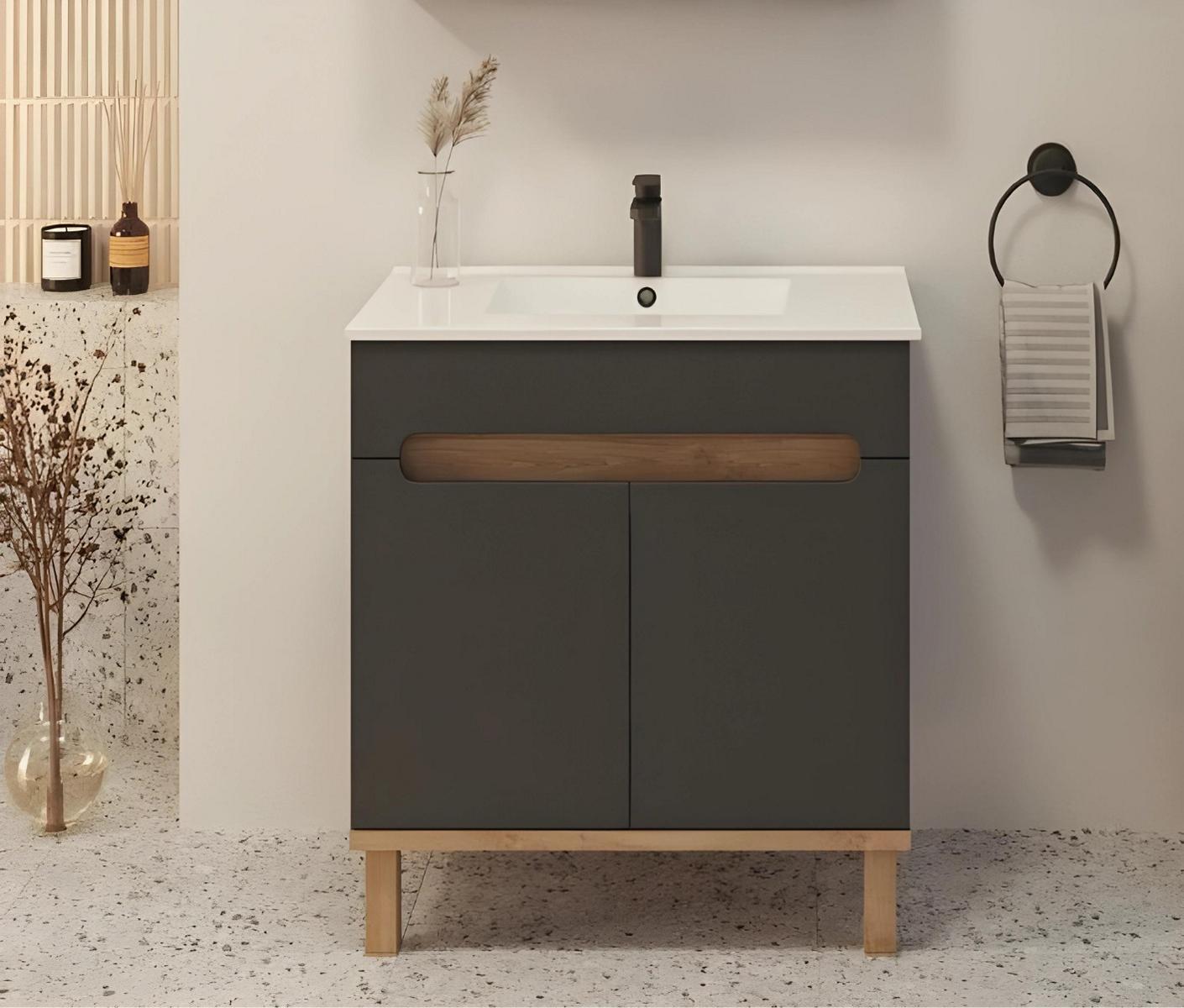Badezimmer Komplett Set 2tlg Waschbecken mit Waschbeckenschrank Badmöbel