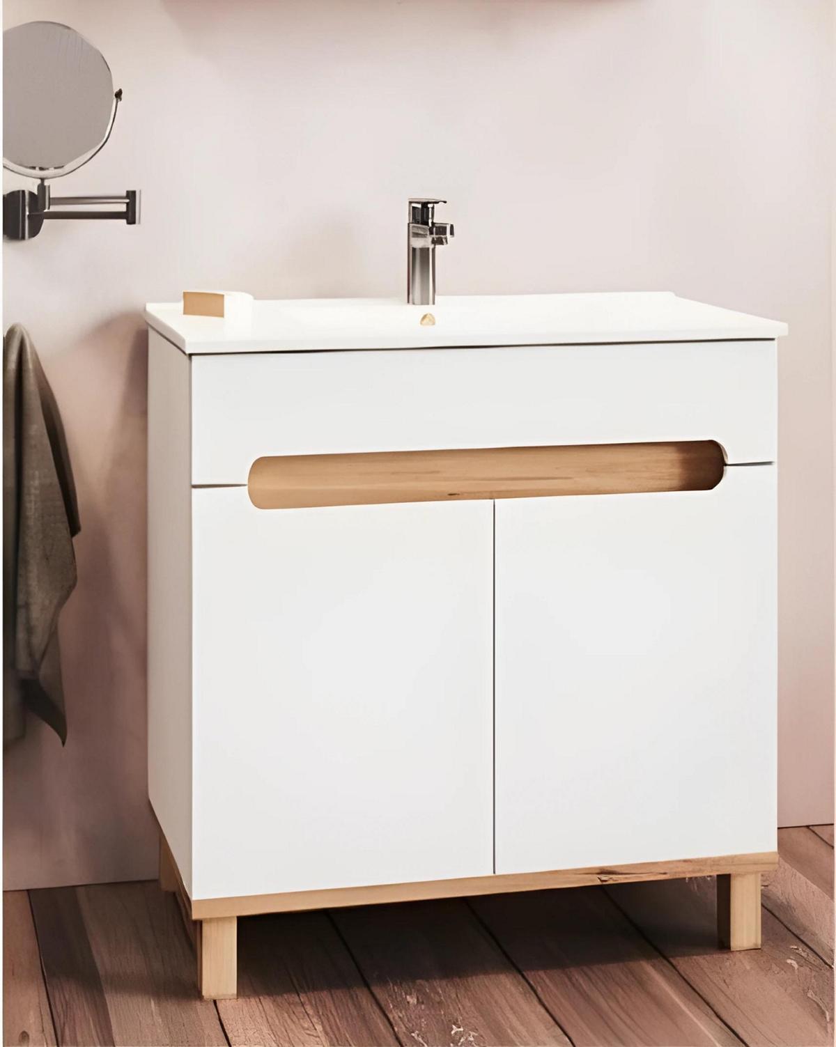 Badezimmer Set Waschbeckenschrank mit Waschbecken Badmöbelset 5tlg
