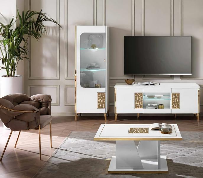 Wohnwand Moderne Wohnzimmer Wand Schrank Vitrine tv Fernseher Anrichte 3tlg