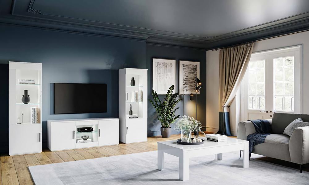 Wohnzimmer Wohnwand Set Schrankwand rtv vitrine couchtisch sideboard 4tlg.