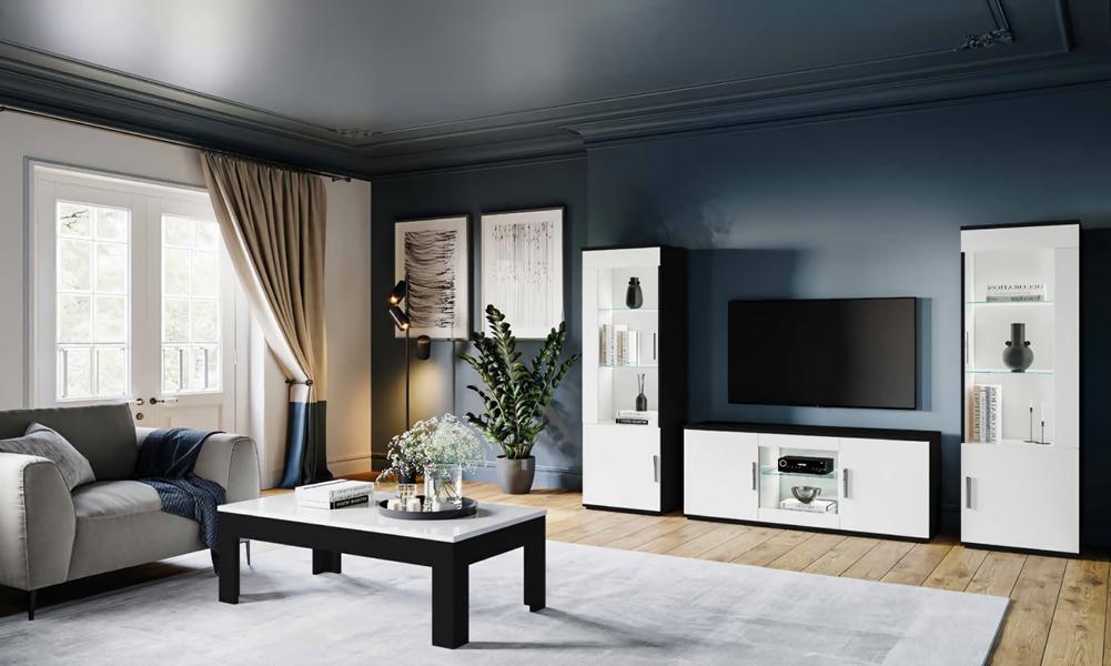 Wohnwand Set Wohnzimmer Schrankwand rtv vitrine couchtisch sideboard 4tlg.