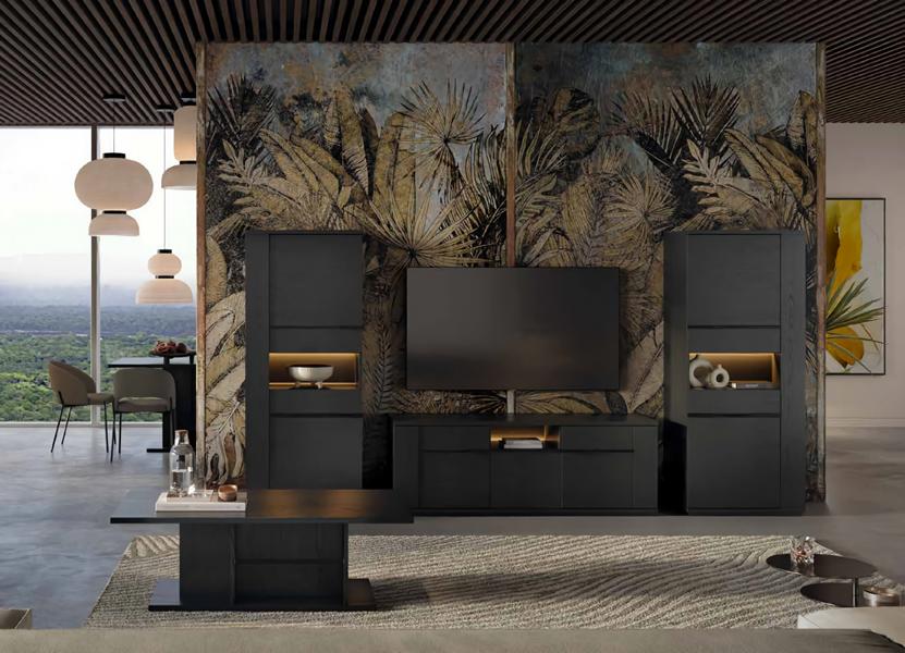 Wohnzimmer Set LED Beleuchtung TV-Ständer Schrank Couchtisch Komplett 4tlg