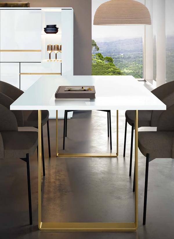 Esstisch Tisch Goldene Tischbeine Rechteckig Weiß Gold Holz Edelstahl