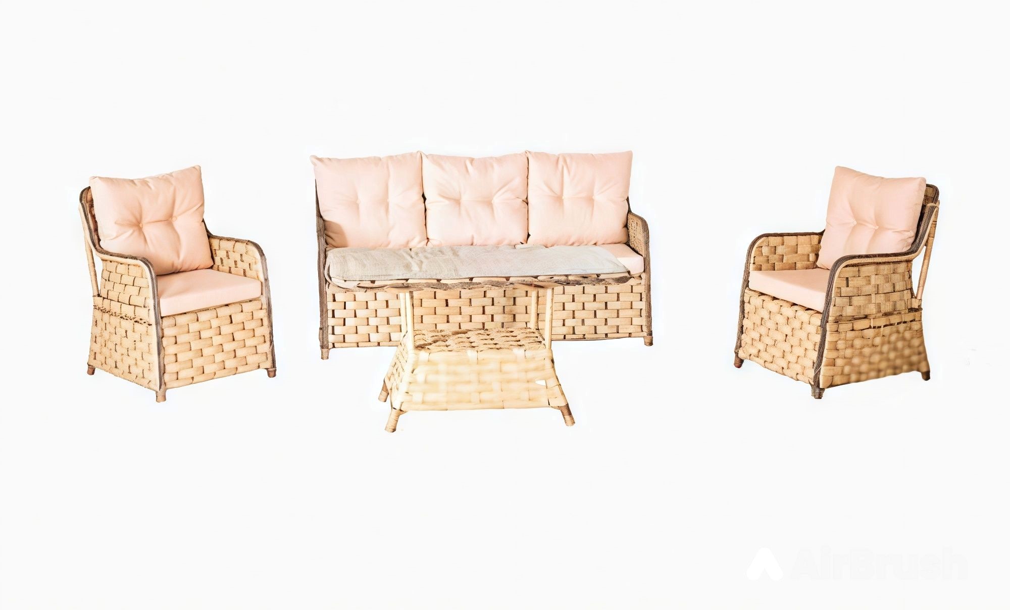 Stilvolle Garten Möbel Designer Sofa 3-Sitzer 2x Polster Sessel Couchtisch