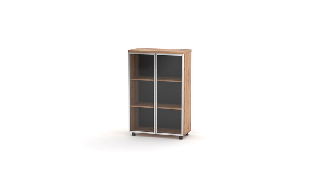 Glasvitrine Arbeitszimmer Büroeinrichtung Sideboard Glastüren Naturlich
