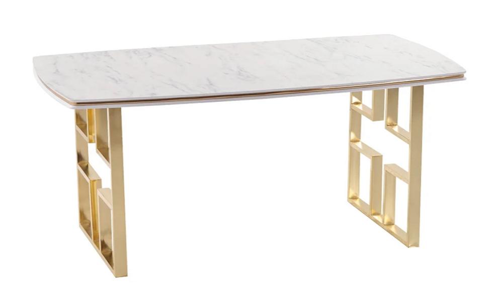 Designer Esstisch rechteckige Tischplatte Marmorimitation Luxusmöbel