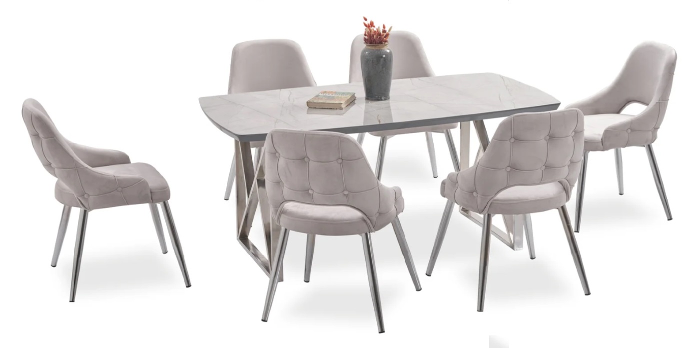 Designstuhl Garnitur Stuhl Set Tisch Esszimmer Stuhlgruppe Lounge 7tlg