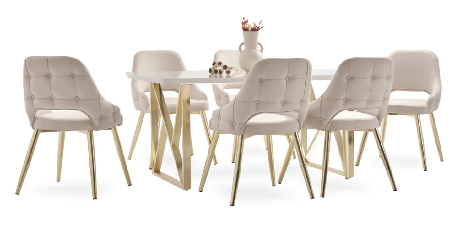 Designstuhl Garnitur Stuhl Set Esszimmer Stuhlgruppe Lounge Tisch 7tlg