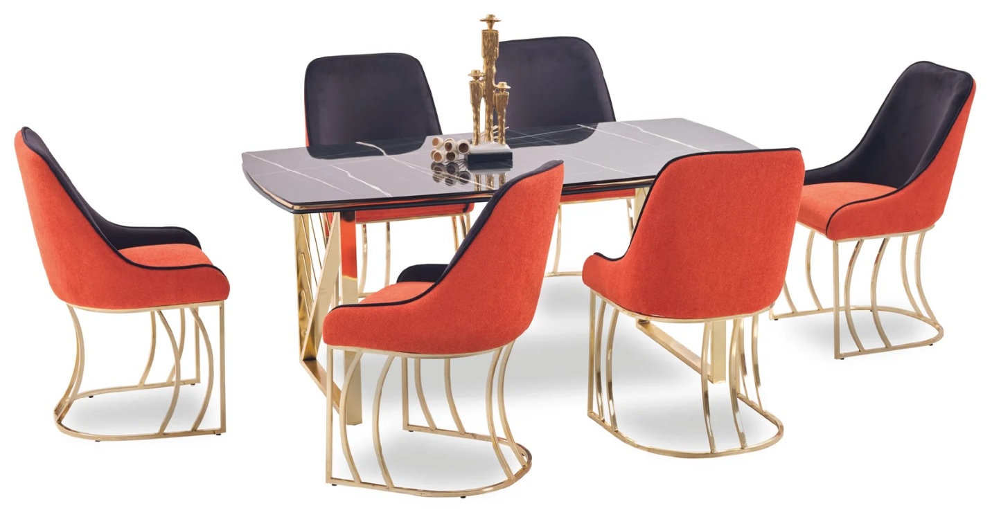 Designstuhl Garnitur Stuhl Set Stuhlgruppe Esszimmer Lounge Tisch 7tlg