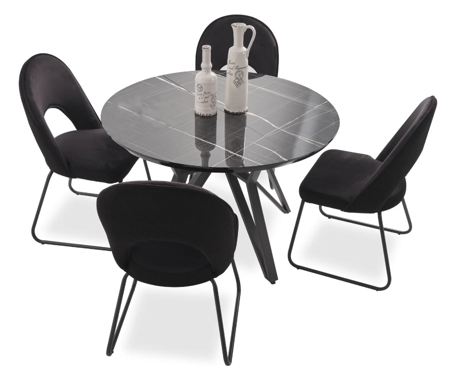 Luxus Esszimmer set Esstisch 4x Stühle Stuhl Textil Essgruppe Garnitur Neu