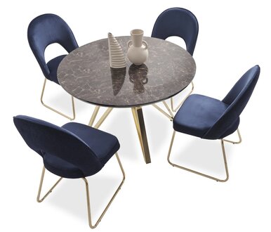 Luxus Esszimmer set Esstisch 4x Stühle Textil Essgruppe Modern Garnitur Neu