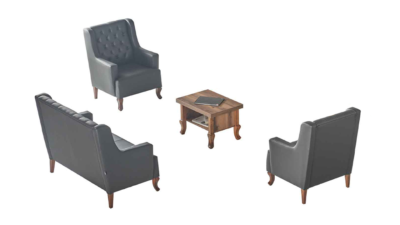 Chesterfield Vielseitig Sofa-Set 3-Sitzer Sessel Braun Couchtisch Schwarz
