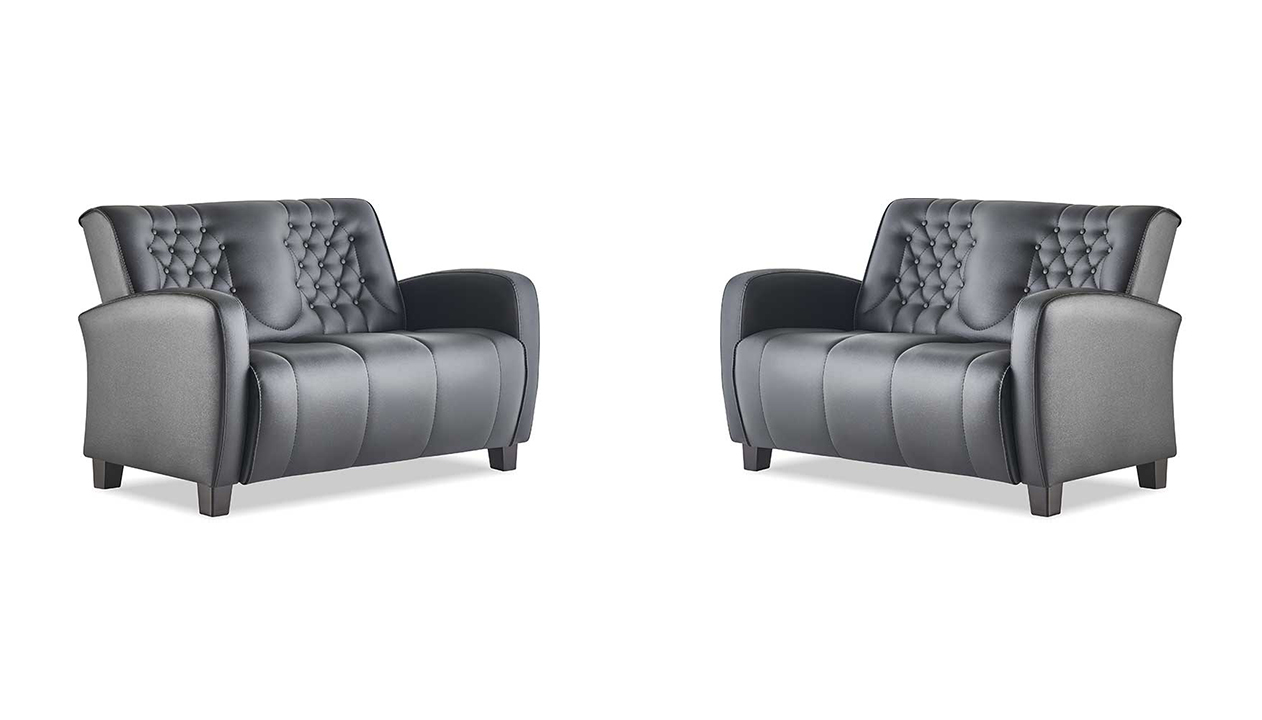 Sitzmöbel-Set Chesterfield Knöpfe 2-Sitzer Sofas Modern Schwarz Holz