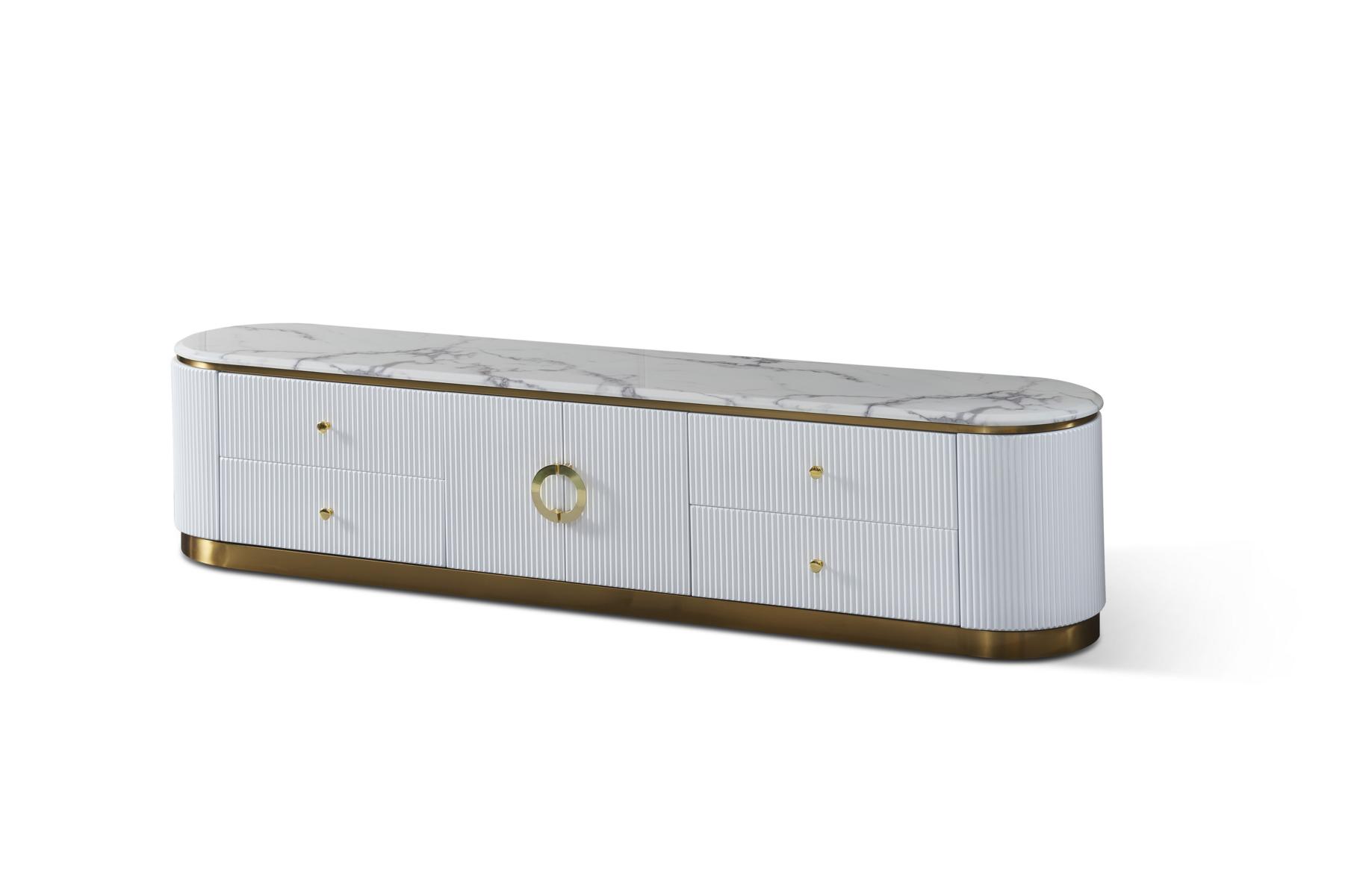 Designer Kommode Anrichte Side Low Board Schrank Wohn Zimmer Regal Metall Luxus