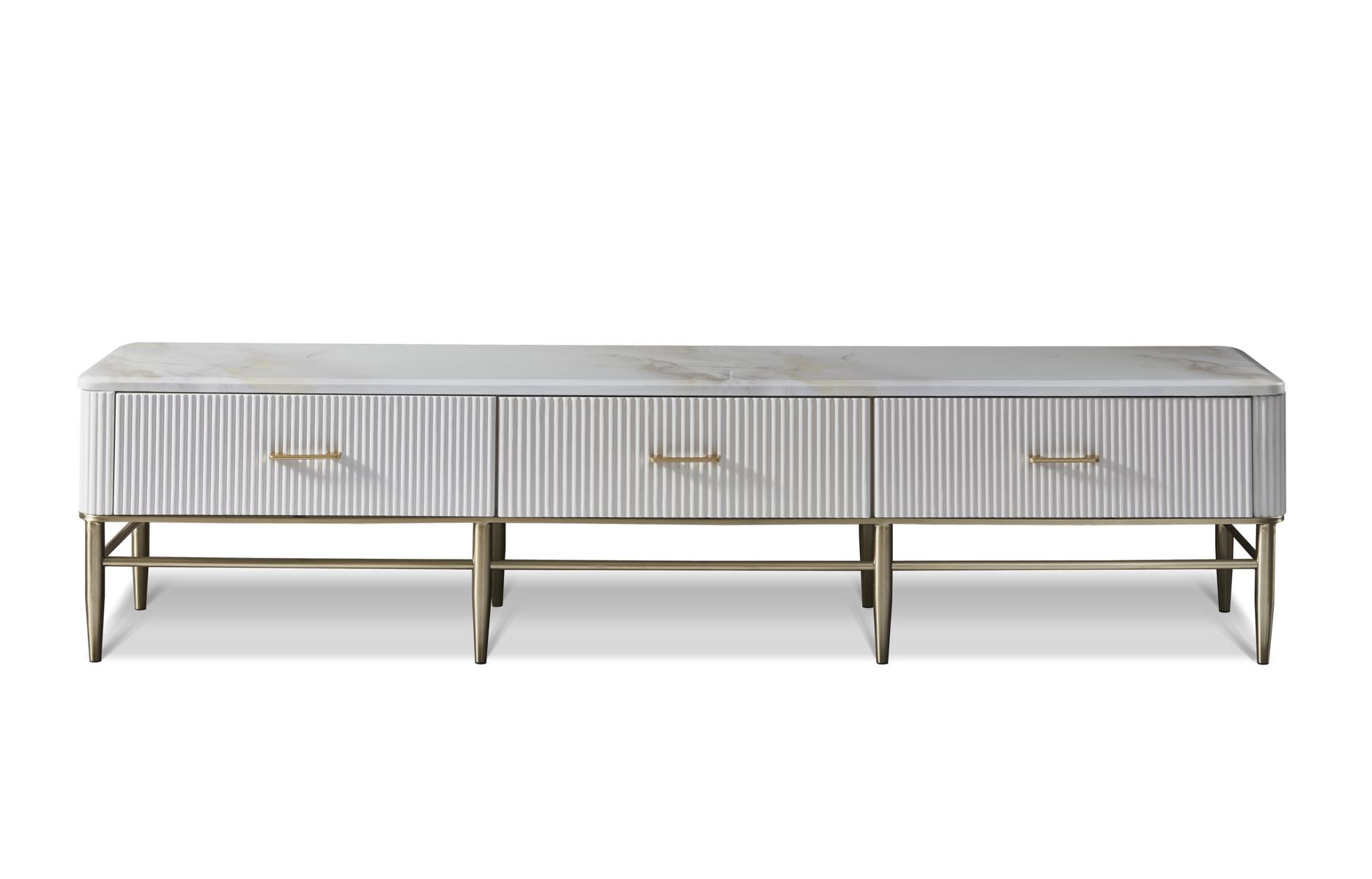 Designer Kommode Anrichte Low Board Side Schrank Wohn Zimmer Regal Metall Luxus