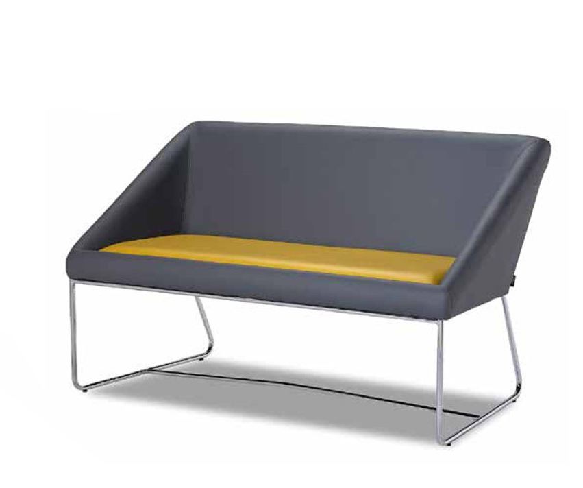 Zweisitzer Designer Sofa 2 Sitzer Gelb Stoffsofa Leder Möbel Grau Bank