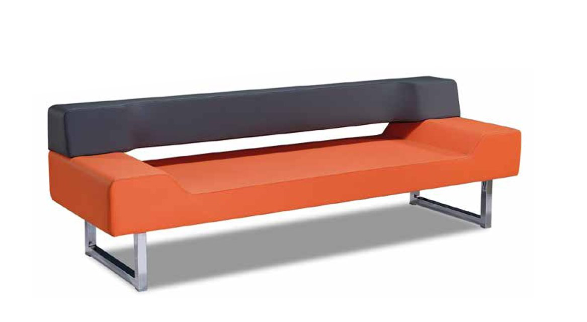 Couch Sofa 3 Sitz Orange Dreisitzer Leder Polstersofa Möbel Wartezimmer Bank