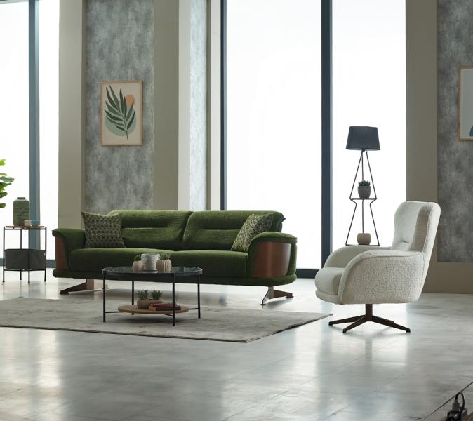 Sofagarnitur Polstersofa Dreisitzer Sessel Grün Couch Stoffsofa 2tlg
