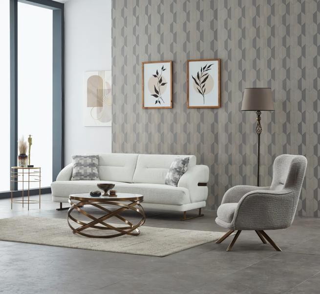 Polstersofa Couchgarnitur Dreisitzer Sessel Weiß Couch Stoffsofa 2tlg