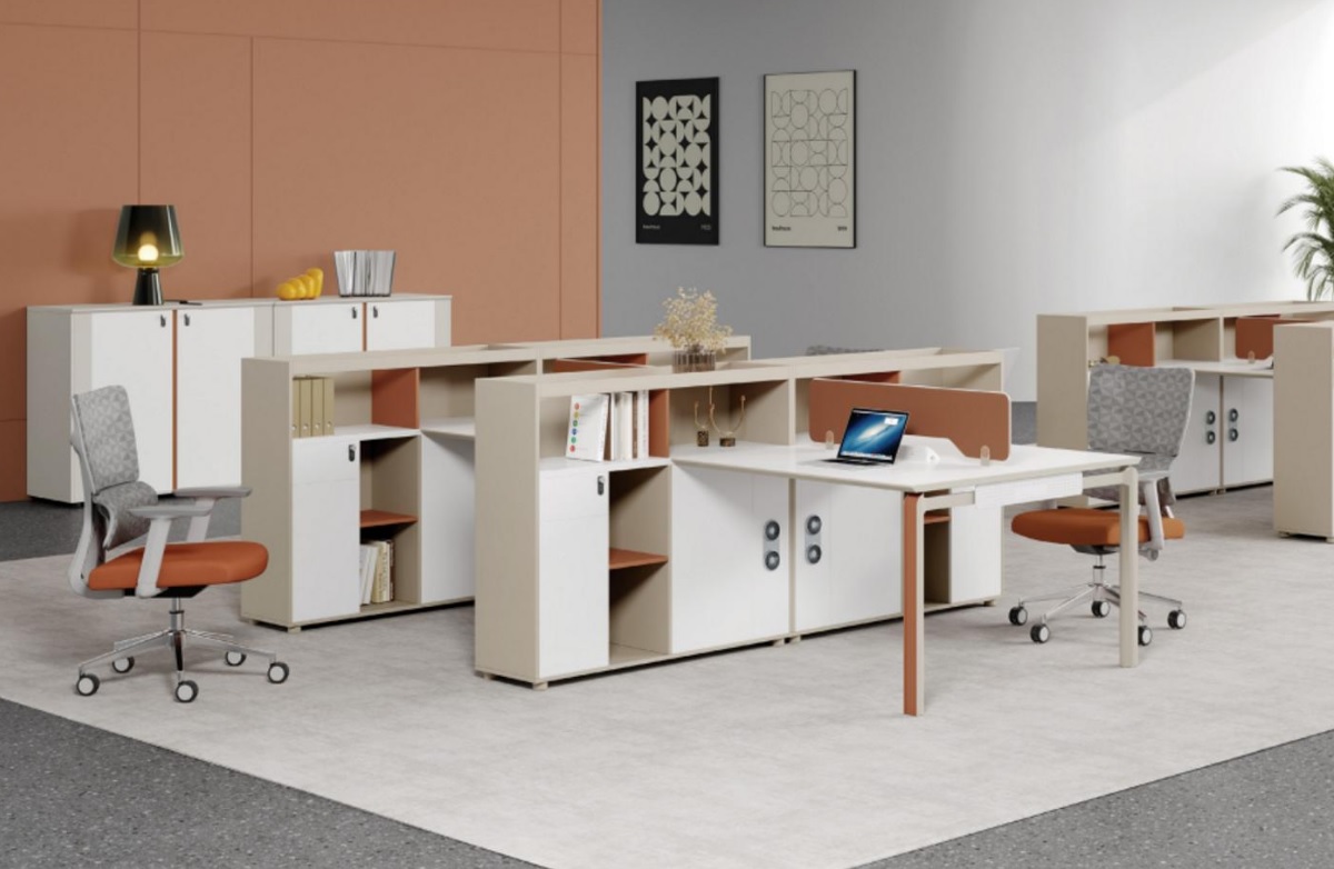 Großer Bürotisch Arbeitsplatz für 4 Personen Schreibtisch Moderne Büromobel