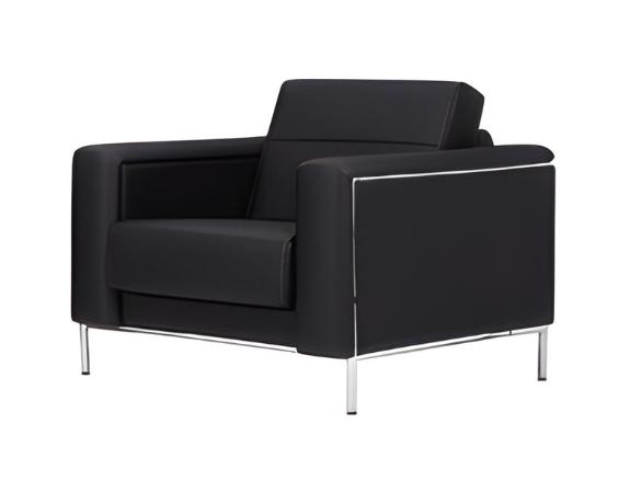 Sessel Modern Sessel 1 Sitz Leder Luxus Büromöbel Schwarz Design Sessel