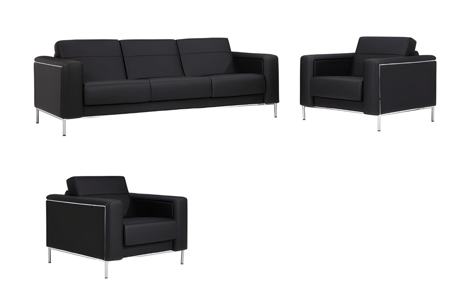 Sofa Sessel Couch Polster Luxus Modern Leder Sofa 3+1+1 Couchen Sofas