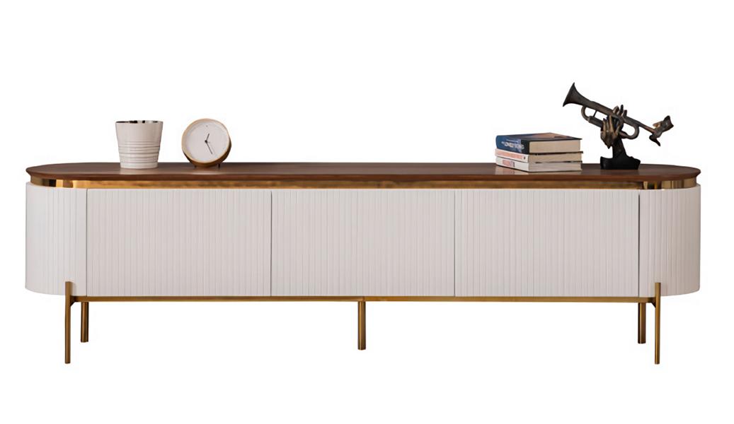 Zeitlos RTV Luxuriös Sideboard Weiß Fernsehtisch Wohnzimmer Lowboard