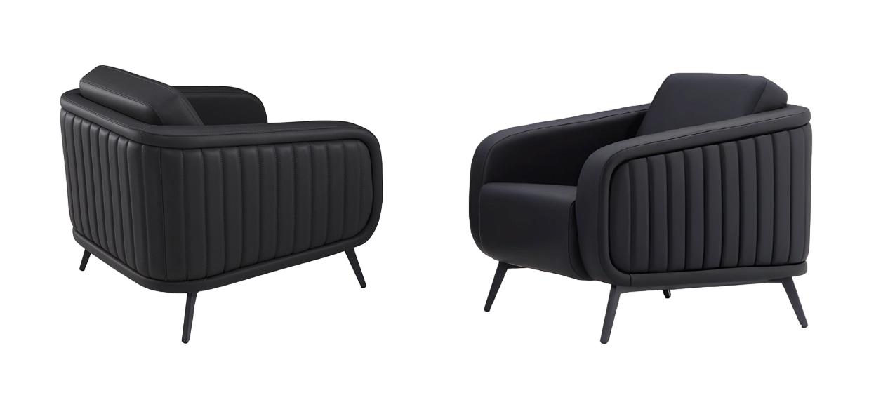 Sessel Luxus Sofagarnitur Leder Sofa 2x Sessel Elegante Design Möbel Couchen