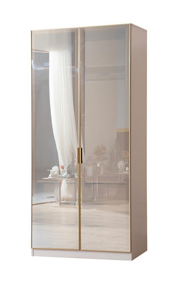 Elegant Beige Kleiderschrank Modern 2 Türen Schrank Schlafzimmer Möbel